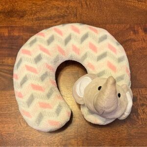 Plush Elephant Neck Pillow for Kids - Pink and Gray